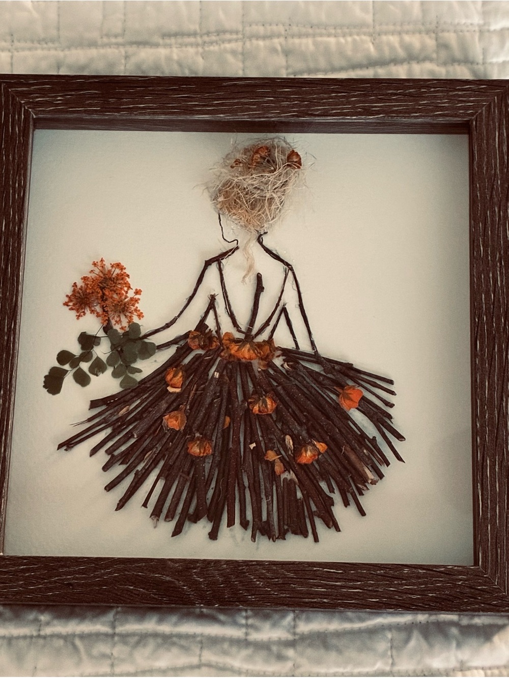 Handcrafted Botanical Fairy Wall Art - Brown & Orange
